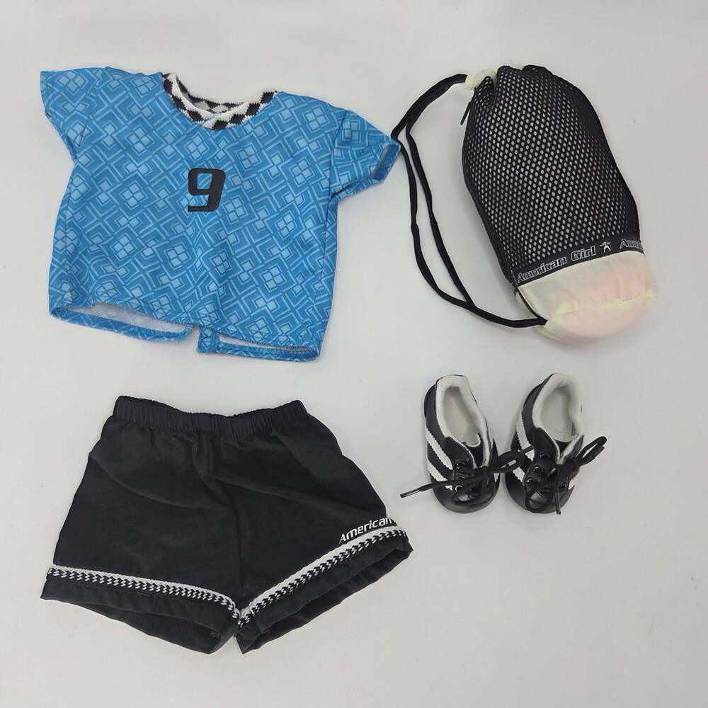 American Girl Soccer Outfit Top Shorts Cleats and Bag